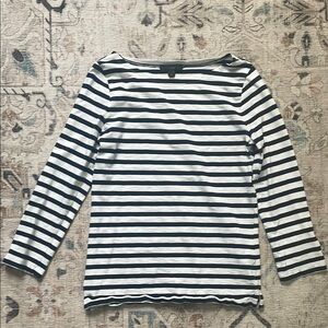 J. Crew Black and White Fitted 3/4 Sleeve T-Shirt